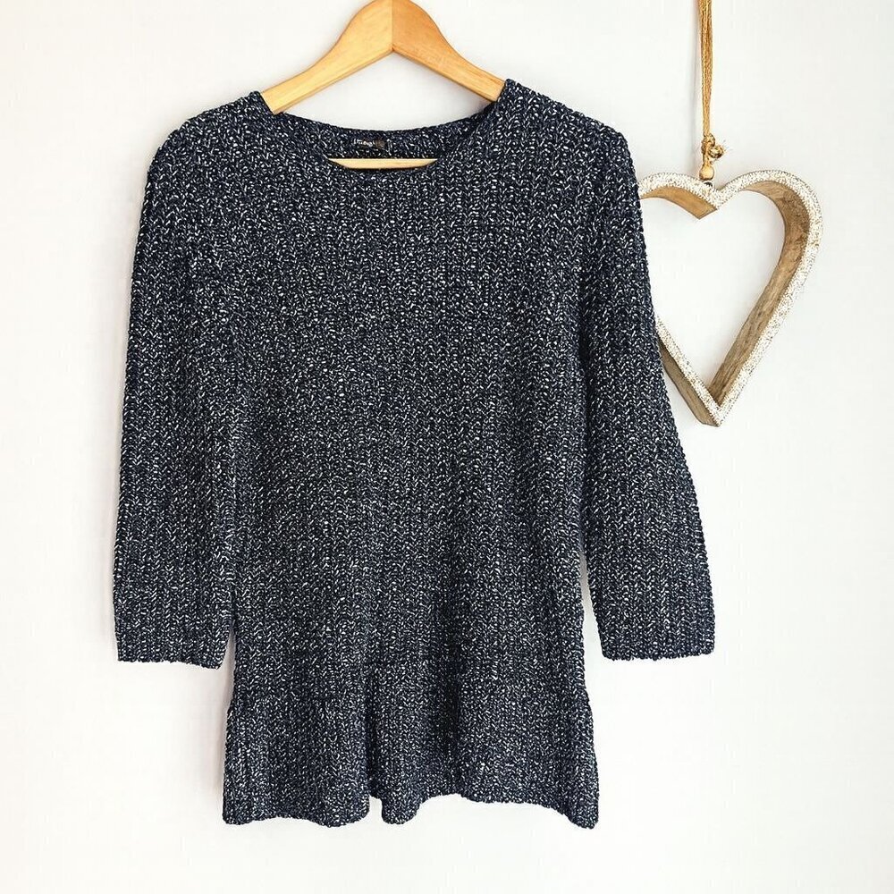 J. Mclaughlin Womens Babette Sweater 3/4 Sleeve LARGE Black Cotton